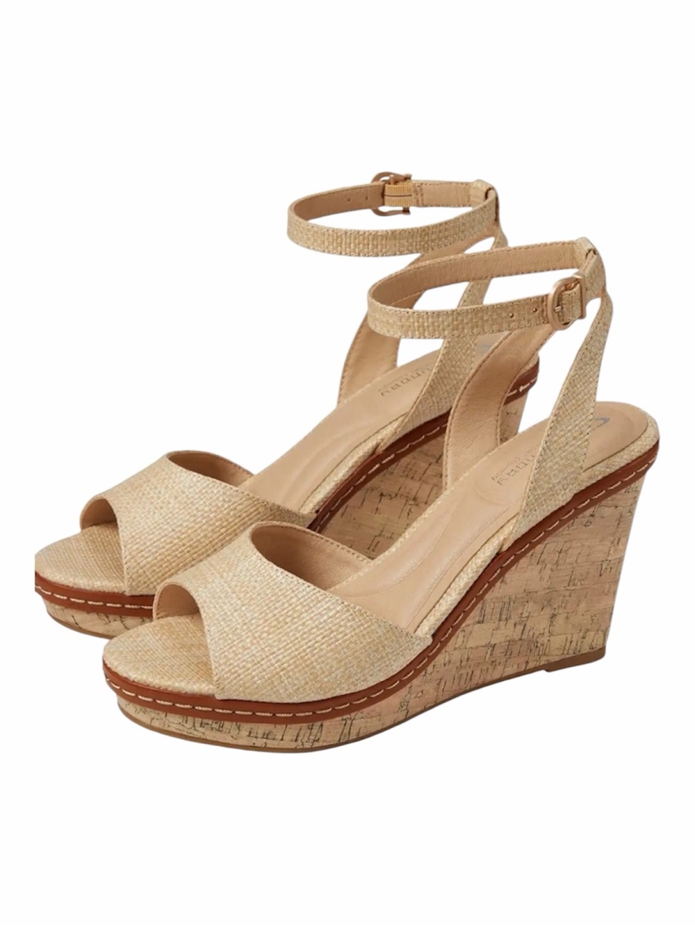 CL by Chinese Laundry Beaming Cloud Beige Cork Ankle-Strap Wedge Sandals Size 11